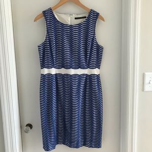 Blue lace, sleeveless dress